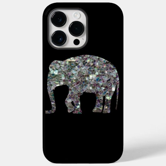 スパークリーカラフル銀モザイク象の黒 Case-Mate iPhoneケース (裏面)