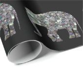 スパークリーカラフル銀モザイク象パターン ラッピングペーパー (ロールコーナー)