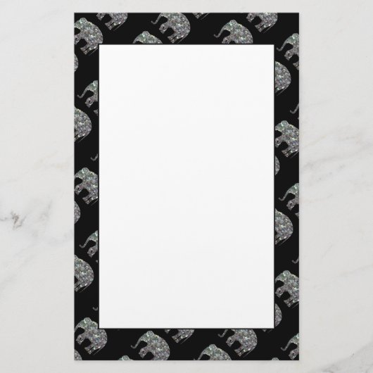 スパークリーカラフル銀モザイク象パターン 便箋 (正面)