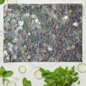 スパークリーカラフル銀モザイク キッチンタオル (折り畳み)