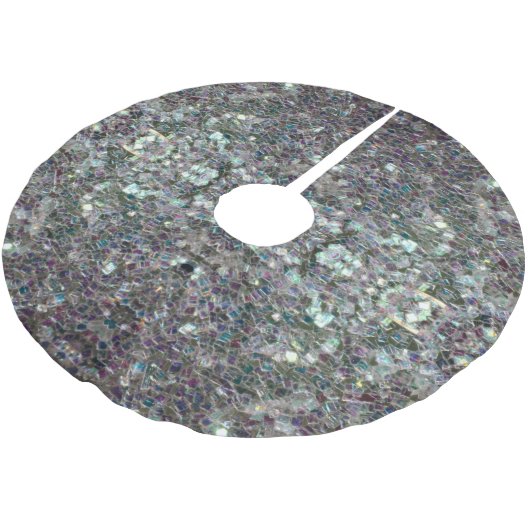 スパークリーカラフル銀モザイクv2 ブラッシュドポリエステルツリースカート (アングル)