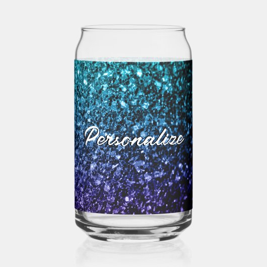スパークリーグラデーションアクアカスタムブルー輝き文字 ガラス缶 (裏面)