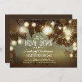 スパークリーグリッターのストリングライトモダンブライダルシャワー 招待状 (正面/裏面)