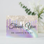 スパークリーグリッターはホログラフィフェイクック真珠の輝きを乾燥させる サンキューカード (スタンド正面)