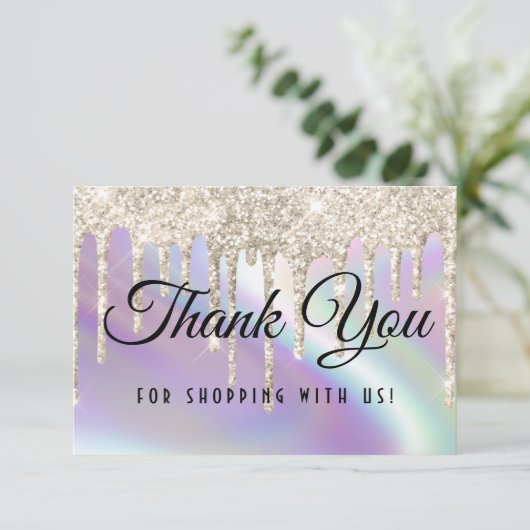 スパークリーグリッターはホログラフィフェイクック真珠の輝きを乾燥させる サンキューカード (スタンド正面)