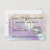 スパークリーグリッターはホログラフィフェイクック真珠の輝きを乾燥させる サンキューカード (裏面)