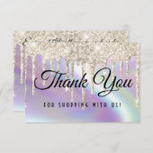 スパークリーグリッターはホログラフィフェイクック真珠の輝きを乾燥させる サンキューカード (正面/裏面)