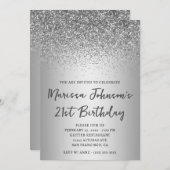 スパークリーグリッターグレイグラデーション21歳の誕生日 招待状 (正面/裏面)
