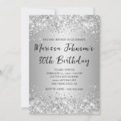 スパークリーグリッターグレイグラデーション30歳の誕生日 招待状 (正面)