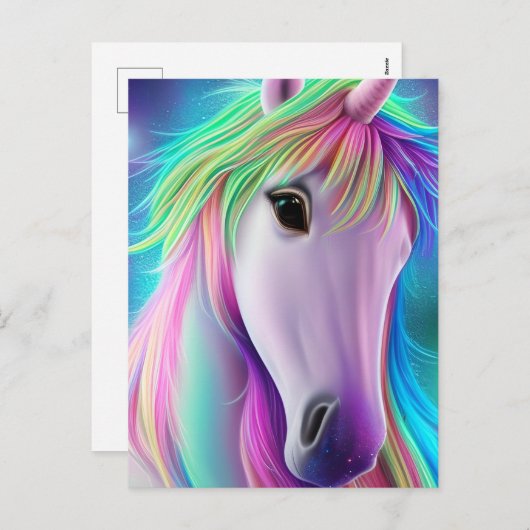スパークリーグリッターシャイニー実在なレインボーユニコーンパープル シーズンポストカード (正面/裏面)