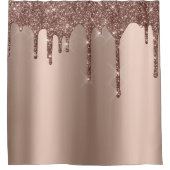 スパークリーグリッタードリップスピンクローズ金ゴールド赤面 ガーリー シャワーカーテン (正面)