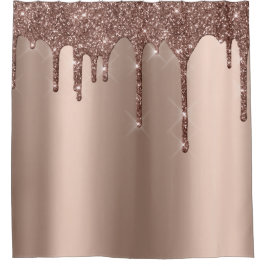 スパークリーグリッタードリップスピンクローズ金ゴールド赤面 ガーリー シャワーカーテン