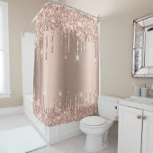 スパークリーグリッタードリップスピンクローズ金ゴールド赤面 ガーリー シャワーカーテン (インサイチュ)