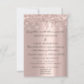 スパークリーグリッターバラ金ゴールドエレガントなウェディングエンゲメ 招待状 (正面)