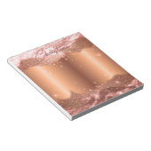 スパークリーグリッターフォイルバラ金ゴールド名とモノグラム ノートパッド (アングル)