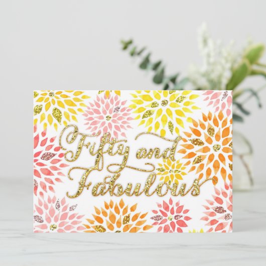 スパークリーグリッターフローラフィフティーファボウス誕生日 招待状 (スタンド正面)