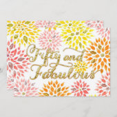 スパークリーグリッターフローラフィフティーファボウス誕生日 招待状 (正面/裏面)