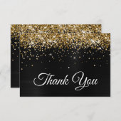 スパークリーグリッターブラックサテングラデーションフォイル サンキューカード (正面/裏面)