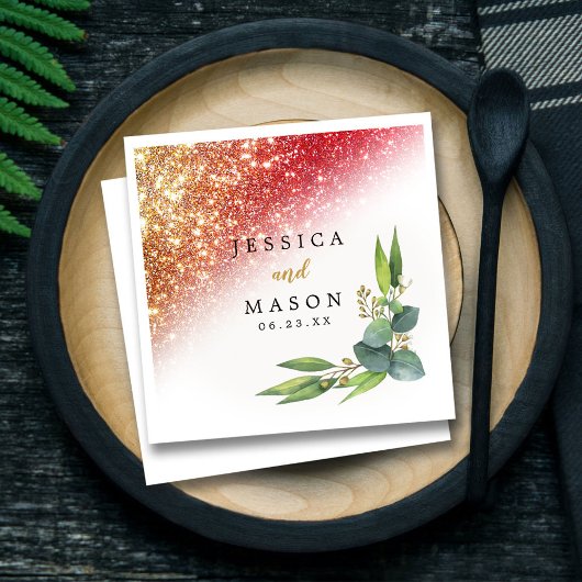 スパークリーグリッターユーカリ結婚プトスのカクテル スタンダードカクテルナプキン