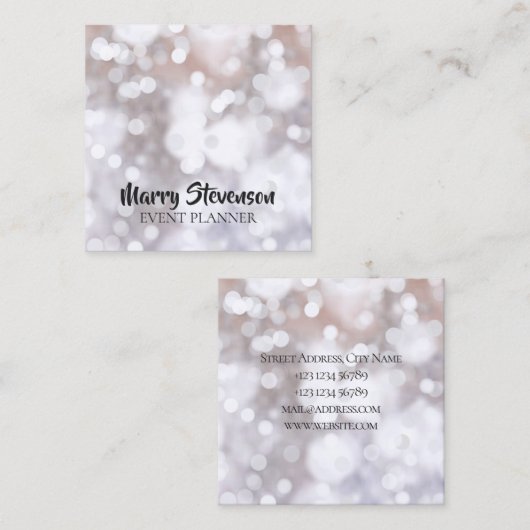 スパークリーグリッター模様のカバー スクエア名刺 (正面/裏面)
