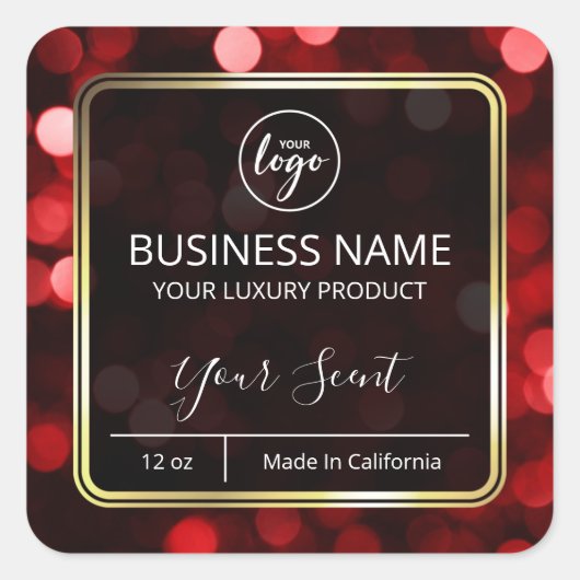 スパークリーグリッター赤と黒の体バターラベル スクエアシール (正面)