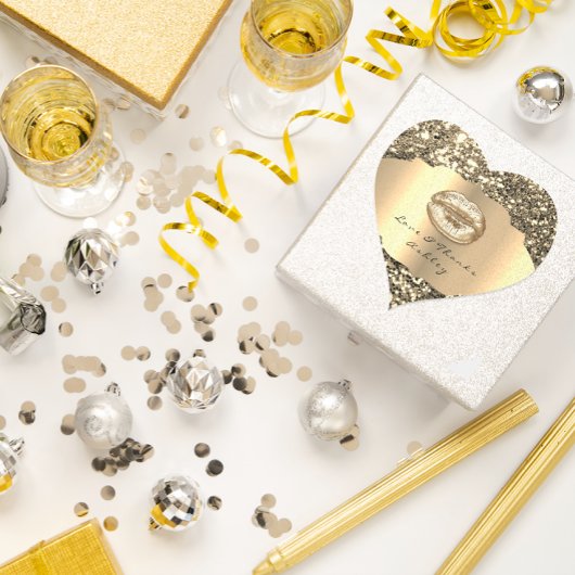 スパークリーグリッター金ゴールドキスリップ愛感謝してい&ガーリー ハートシール