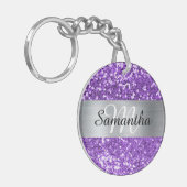 スパークリーグリッター銀箔モノグラム キーホルダー (正面左)