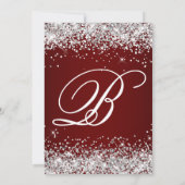 スパークリーシルバーグリッターブルゴーニュ50誕生日 招待状 (裏面)