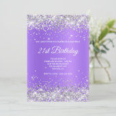 スパークリーシルバーグリッターラベンダーパープルきらめく 招待状 (スタンド正面)
