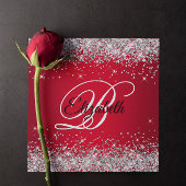 スパークリーシルバーグリッターレッドグラデーション100th誕生日 招待状