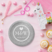 スパークリーシルバーグリッター紙結婚プレート ペーパープレート (パーティー)