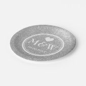 スパークリーシルバーグリッター紙結婚プレート ペーパープレート (アングル)