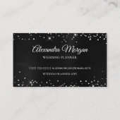 スパークリーシルバーグリッター ダークグレー ブラック サテン ホイル 名刺 (裏面)