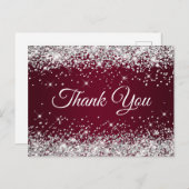 スパークリーシルバーグリッター バーガンディー お礼 ポストカード (正面/裏面)