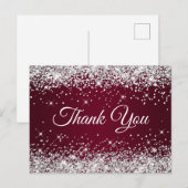 スパークリーシルバーグリッター バーガンディー サンクス ポストカード (正面/裏面)