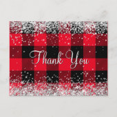 スパークリーシルバーグリッター レッド バッファロープレイド ありがとうございます ポストカード (正面)