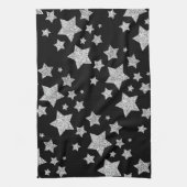 スパークリーシルバースターズのクリスマスホリデーパターン キッチンタオル (縦)