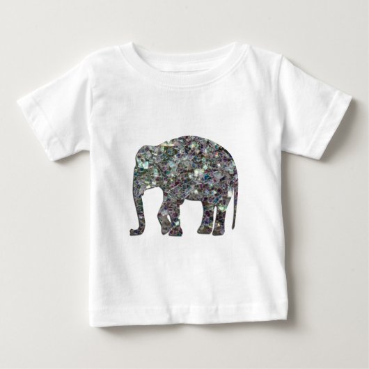 スパークリーシルバーモザイクグリッター像 ベビーTシャツ (正面)