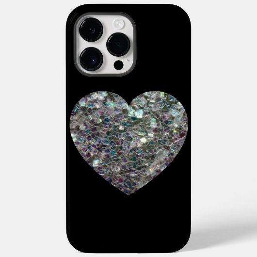 スパークリーシルバーモザイクグリッター ハート Case-Mate iPhoneケース (裏面)