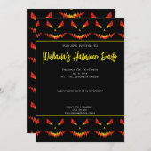 スパークリージャックオランタンハロウィンパターンブラック 招待状 (正面/裏面)