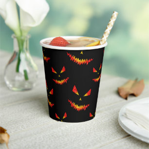 スパークリージャックオランタン顔ハロウィンパターン 紙コップ