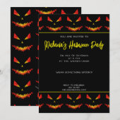 スパークリージャック・オ・ランタン ハロウィーンパターン 黒 招待状 (正面/裏面)