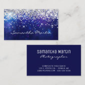 スパークリースシルバーグリッターアクアブルーシテリア 名刺 (正面/裏面)