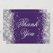 スパークリースシルバーグリッターダークバイオレット サンキューカード (正面/裏面)