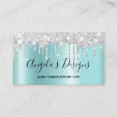 スパークリースシルバーグリッタードリップスライトターコイズ グラデーション 名刺 (正面)