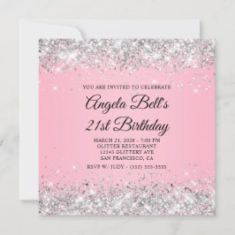スパークリースシルバーグリッターピンク21歳 招待状