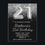 スパークリースシルバーグリッターブラックバルーン21st誕生日 インビテーションポストカード<br><div class="desc">独自の21歳モダンの誕生日をホイルフェイクバルーン番号デジタルアートで作成。作成された年齢が必要なもしメッセージを作成者に送違う信するグラムガーリーの背景には黒フェイク色に装飾的な銀色のグリッターグラフィックが無地のある。豪華な輝き、グリッター、ふっくらとしたフォイルの文字効果は、写真のようなプリントを持つ要素で作芸術的成されている。書とカスタマイズすべてお洒落のキャップのフォントのスタイルと色モダンを使用できる。</div>