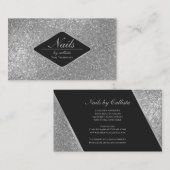 スパークリースシルバーグリッターブラックメイクアップ爪、 ネイルラッシュ 名刺 (正面/裏面)