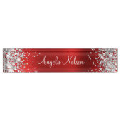 スパークリースシルバーグリッタールビーレッドフォイル デスクネームプレート (正面)