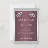 スパークリースシルバーリングや輪&バーガンディ セーブザデート (正面)